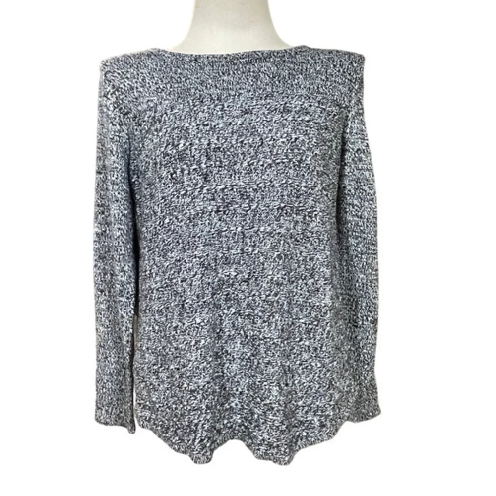 Croft & Barrow Long Sleeve Sweater Round Hem Crewneck‎ Black White XL